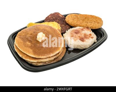 Winneconne, WI - 30 mars 2024 : un paquet de McDonalds Big Breakfast avec petits gâteaux, biscuits, pommes de terre sautées, saucisses, œufs brouillés petit déjeuner sur un isolat Banque D'Images