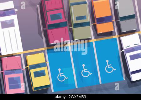aire de stationnement avec des terrains pour personnes handicapées Illustration de Vecteur