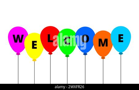 bienvenue. mot avec un thème de ballon coloré. Illustration de Vecteur