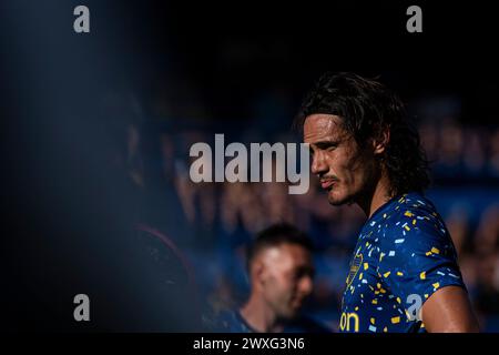 Buenos Aires, Argentine. 30 mars 2024. Edison Cavani, de Boca Juniors, regarde lors d'un match du groupe B entre Boca Juniors et San Lorenzo à l'Estadio Alberto J. Armando. Score final : Boca Juniors 2 - 1 San Lorenzo crédit : SOPA images Limited/Alamy Live News Banque D'Images