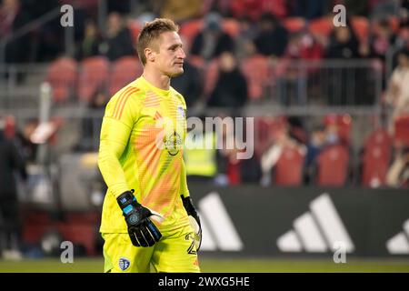 Toronto, Ontario, Canada. 30 mars 2024. Tim Melia #29 en action lors du match de la MLS entre Toronto FC et Sporting Kansas City au BMO Field à Toronto. Le jeu s'est terminé en 1-3 (crédit image : © Angel Marchini/ZUMA Press Wire) USAGE ÉDITORIAL SEULEMENT! Non destiné à UN USAGE commercial ! Banque D'Images