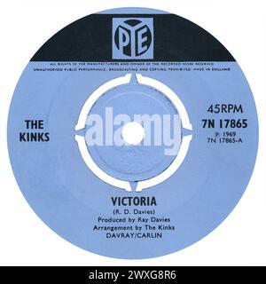 45 RPM 7' UK label de Victoria par les Kinks sur le label Pye à partir de 1969. Écrit et produit par Ray Davies. Banque D'Images