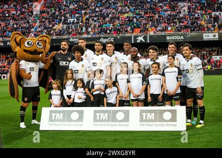 Valencia, Espagne. 30 mars 2024. Valencia CF Team vu lors de la Liga EA Sport saison régulière Round 30 au stade Mestalla. Note finale : Valencia CF 0 : 0 RCD Mallorca crédit : SOPA images Limited/Alamy Live News Banque D'Images