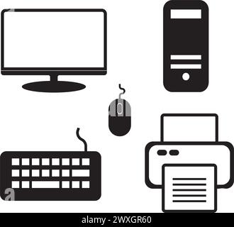 jeu d'icônes d'ordinateur de conception simple Illustration de Vecteur