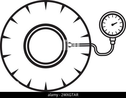 Icône de manomètre de pression de pneu.roue de voiture avec logo d'illustration de manomètre. Illustration de Vecteur