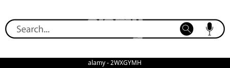 Boîte de recherche activée par la voix, bouton ALLER À la recherche, barre de recherche Web, bouton de recherche en loupe et icône de microphone. Illustration de Vecteur