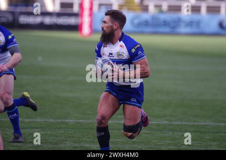 Newcastle upon Tyne, le 30 mars 2024. Jarrod Sammut jouant pour Workington Town lors d'un match de Ligue 1 contre Newcastle Thunder à Kingston Park. Crédit : Colin Edwards Banque D'Images