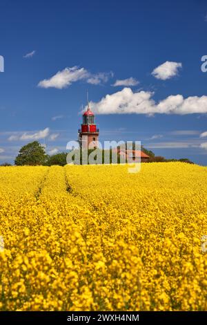 Phare Buk près de Bastdorf dans Yellow Field Banque D'Images