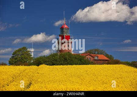 Phare Buk près de Bastdorf dans Yellow Field Banque D'Images