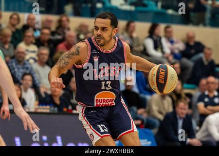 LEIDEN, PAYS-BAS - MARS 30 : Engel Rodriguez de RSW Liege basket lors du match d'Or Elite de la BNXT League entre Zorg en Zekerheid Leiden et RSW L. Banque D'Images