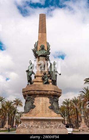 Barcelone, Espagne - 10 FÉVR. 2022: Monument de Rius et Taulet, situé dans le Parc Ciutadella, dédié à Francesc de Paula Rius i Taulet qui était le Banque D'Images