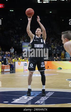 Berlin, Allemagne, 31, mars 2024. Brae Ivey lors du match entre Alba Berlin vs Hamburg Towers.. Crédit : Fabideciria/Alamy Live News Banque D'Images