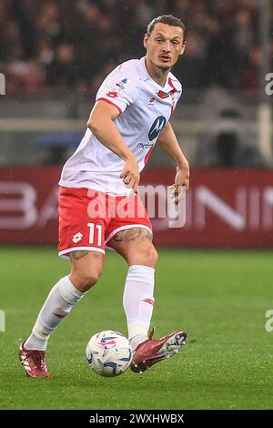 Turin, Italie. 18 mars 2024. Le Milan Duric de Monza contrôle le ballon lors du match de football Serie A entre Torino et Monza au Stadio Olimpico Grande Torino à Turin, dans le nord-ouest de l'Italie - samedi 30 mars 2024. Sport - Soccer . (Photo Alberto Gandolfo/LaPresse) crédit : LaPresse/Alamy Live News Banque D'Images