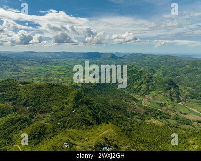 Terres agricoles sur les pentes des collines dans la région montagneuse. Negros, Philippines Banque D'Images