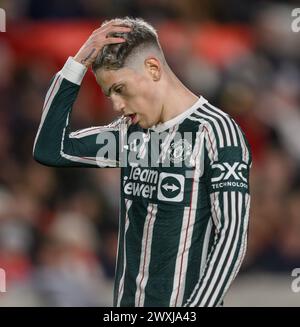 Londres, Royaume-Uni. 30 mars 2024- Brentford v Manchester United - premier League - GTECH Community Stadium. Alejandro Garnacho de Manchester United. Crédit photo : Mark pain / Alamy Live News Banque D'Images