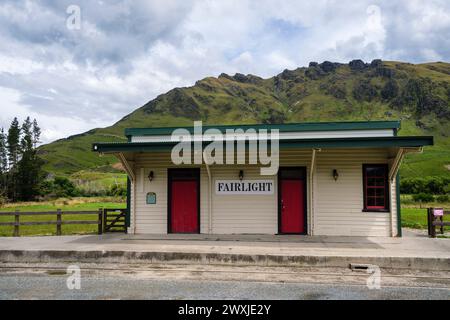 Le Fairlight Railway Terminus, Southland, Île du Sud, Nouvelle-Zélande Banque D'Images