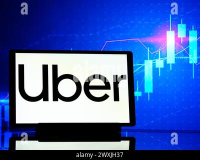 Allemagne. 31 mars 2024. Dans cette illustration photo, le logo Uber technologies Inc. est affiché sur une tablette. (Crédit image : © Igor Golovniov/SOPA images via ZUMA Press Wire) USAGE ÉDITORIAL SEULEMENT! Non destiné à UN USAGE commercial ! Banque D'Images