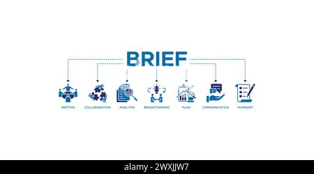 Concept d'illustration vectorielle d'icône Web de bannière brève pour un briefing du plan d'affaires Illustration de Vecteur