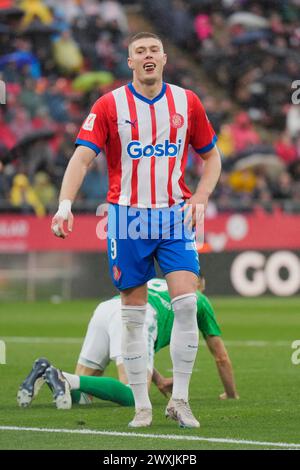 Gérone, Espagne. 31 mars 2024. Dovbyk (Girona FC) est photographié lors d'un match de football de la Liga entre Girona FC et Real Betis, au stade Montilivi le 31 mars 2024 à Gérone, Espagne. Foto : Siu Wu crédit : dpa/Alamy Live News Banque D'Images