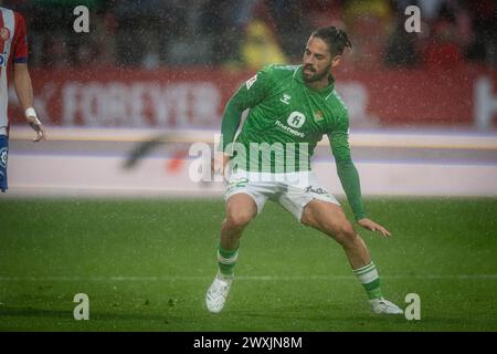 Gérone, Espagne. 31 mars 2024. ISCO (Betis) lors d'un match de la Liga EA Sports entre Girona FC et Real Betis à l'Estadio Municipal de Montilivi, à Gérone, Espagne, le 31 mars 2024. Photo de Felipe Mondino/Sipa USA crédit : Sipa USA/Alamy Live News Banque D'Images