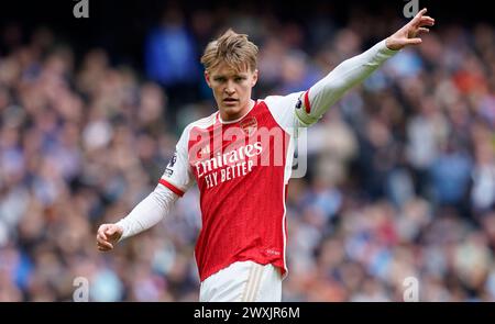 Manchester, Royaume-Uni. 31 mars 2024. Martin Odegaard d'Arsenal lors du match de premier League à l'Etihad Stadium de Manchester. Le crédit photo devrait se lire : Andrew Yates/Sportimage crédit : Sportimage Ltd/Alamy Live News Banque D'Images