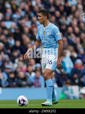 Stade Etihad, Manchester, Royaume-Uni. 31 mars 2024. Premier League Football, Manchester City contre Arsenal ; Rodri de Manchester City, à l'Etihad. Crédit : action plus Sports/Alamy Live News Banque D'Images
