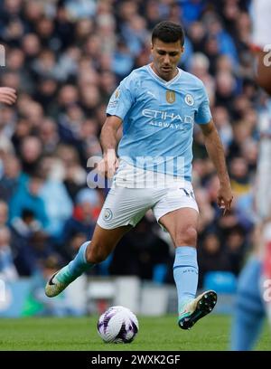 Stade Etihad, Manchester, Royaume-Uni. 31 mars 2024. Premier League Football, Manchester City contre Arsenal ; Rodri de Manchester City, à l'Etihad. Crédit : action plus Sports/Alamy Live News Banque D'Images