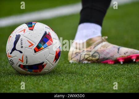 Gérone, ESP. 31 mars 2024. GIRONA FC-REAL BETIS 30 mars 2024 ballon officiel pendant le match entre Girona FC et Real Betis correspondant à la trente journée de la Liga EA Sports au stade municipal de Montilivi à Gérone, Espagne. Crédit : Rosdemora/Alamy Live News Banque D'Images