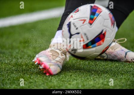 Gérone, ESP. 31 mars 2024. GIRONA FC-REAL BETIS 30 mars 2024 ballon officiel pendant le match entre Girona FC et Real Betis correspondant à la trente journée de la Liga EA Sports au stade municipal de Montilivi à Gérone, Espagne. Crédit : Rosdemora/Alamy Live News Banque D'Images