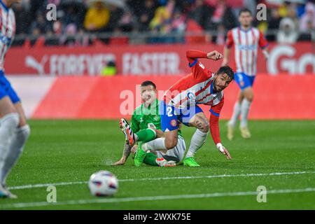 Gérone, ESP. 31 mars 2024. GIRONA FC-REAL BETIS 30 mars 2024 lors du match entre Girona FC et Real Betis correspondant à la trente journée de la Liga EA Sports au stade municipal de Montilivi à Gérone, Espagne. Crédit : Rosdemora/Alamy Live News Banque D'Images