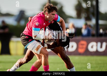 Fort Lauderdale, Floride, États-Unis. 31 mars 2024. Miami Sharks v San Diego Legion Regular MLR Rugby 2024 au Florida Blue Training Center, Fort Lauderdale, Floride, États-Unis. Crédit : Yaroslav Sabitov/YES Market Media/Alamy Live News. Banque D'Images