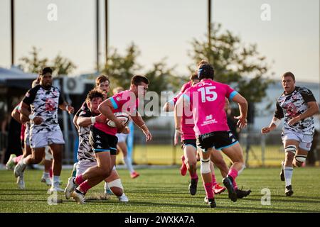 Fort Lauderdale, Floride, États-Unis. 31 mars 2024. Miami Sharks v San Diego Legion Regular MLR Rugby 2024 au Florida Blue Training Center, Fort Lauderdale, Floride, États-Unis. Crédit : Yaroslav Sabitov/YES Market Media/Alamy Live News. Banque D'Images