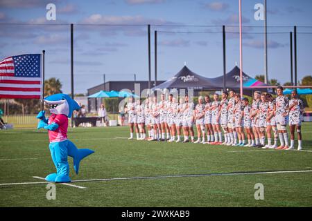 Fort Lauderdale, Floride, États-Unis. 31 mars 2024. Miami Sharks v San Diego Legion Regular MLR Rugby 2024 au Florida Blue Training Center, Fort Lauderdale, Floride, États-Unis. Crédit : Yaroslav Sabitov/YES Market Media/Alamy Live News. Banque D'Images