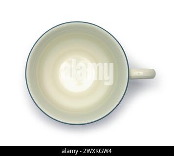 Tasse de thé vue supérieure découpée sur blanc. Banque D'Images