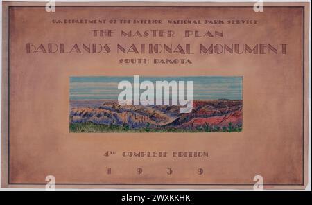 Couverture du Plan directeur 1939 pour le monument national des Badlands Banque D'Images