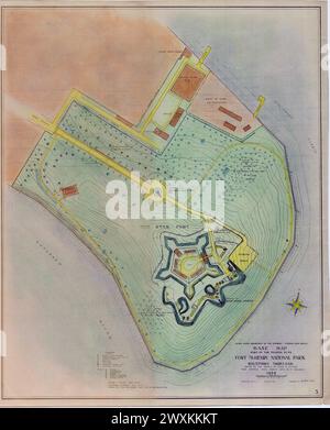 1939 carte de base du Fort McHenry National Monument and Historic Shrine Banque D'Images