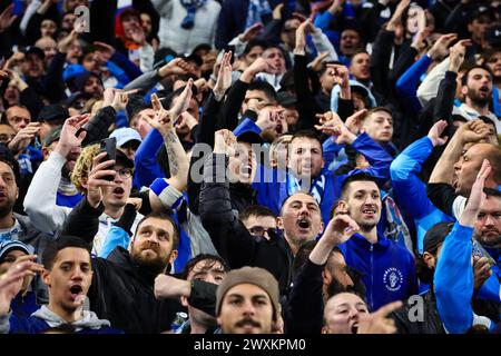 Marseille, France. 31 mars 2024. Les fans de l'Olympique de Marseille sont vus lors du match de Ligue 1 entre l'Olympique de Marseille et le Paris Saint-Germain (PSG) à Marseille, France, le 31 mars 2024. Crédit : Clement Mahoudeau/Xinhua/Alamy Live News Banque D'Images