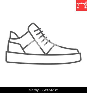 Icône de ligne de chaussures de course, vêtements et chaussures, icône vectorielle de baskets, graphiques vectoriels, signe de contour de trait modifiable, eps 10. Illustration de Vecteur