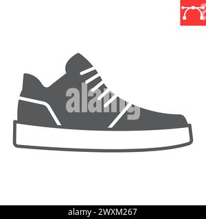 Chaussures de course icône glyphe, vêtements et chaussures, icône vectorielle de baskets, graphiques vectoriels, signe solide de coup modifiable, eps 10. Illustration de Vecteur