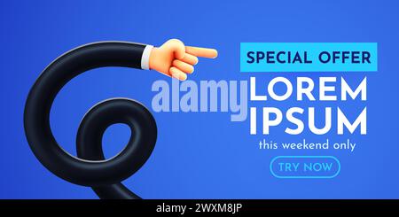 Drôle longue main pointe à l'espace pour le texte. Illustration vectorielle Illustration de Vecteur