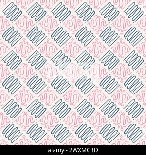Motif abstrait rétro sans couture. Arrière-plan sans fin d'ornement vintage. Couverture géométrique de répétition de ligne simple dessinée à la main. Illustration vectorielle plate. Illustration de Vecteur