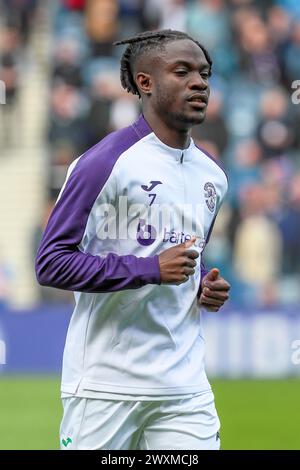 elie youan, joueur de football professionnel, joue actuellement pour Hibernian FC. Image prise lors d'une séance d'entraînement. Banque D'Images