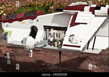 Billund, Danemark - juin 26 2011 : LEGO Star Wars Low altitude Assault transport exposé Banque D'Images