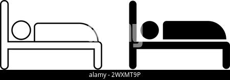 Lit de sommeil icône ensemble de base conception simple Illustration de Vecteur