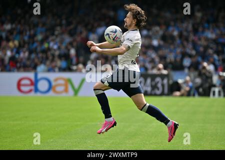 Mario Rui de la SSC Napoli en action lors du match de série A entre la SSC Napoli et Atalanta BC au Stadio Maradona le 30 mars 2024 à Naples, Italie . Banque D'Images