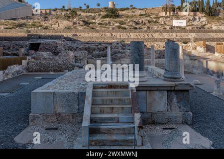 Musée du Forum romain Cerro Molinete L'ancienne Carthago Nova un des plus grands parcs archéologiques urbains d'Espagne dans la ville de Carthagène, Murcie. Banque D'Images