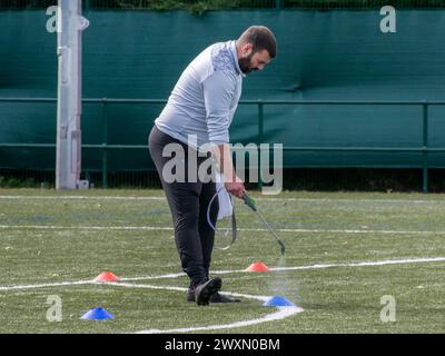 Motherwell Écosse, Royaume-Uni. 5 septembre 2020 : le club écossais de football semi-professionnel Caledonian Braves s'entraîne à Alliance Park. Banque D'Images