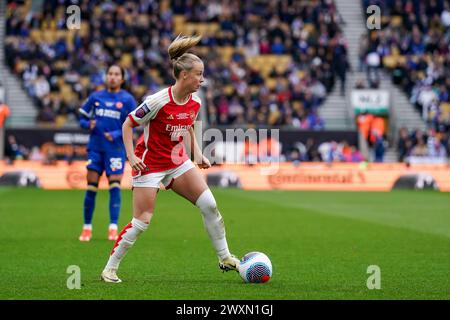 Wolverhampton, Angleterre, le 31 mars 2024 : Beth Mead (9 Arsenal) contrôle le ballon lors de la finale de la Coupe de la Ligue des pneus continentaux pour femmes entre Arsenal et Chelsea au Molineux Stadium de Wolverhampton, en Angleterre. (Daniela Porcelli / SPP) Banque D'Images