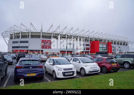 Middlesbrough, Royaume-Uni. 01st Apr, 2024. Vue générale à l'extérieur du stade pendant le match Middlesbrough FC v Sheffield mercredi FC SKY Bet EFL Championship au Riverside Stadium, Middlesbrough, Angleterre, Royaume-Uni le 1er avril 2024 Credit : Every second Media/Alamy Live News Banque D'Images