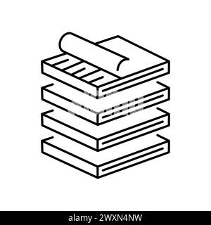 Les feuilles de contreplaqué alignent l'icône noire. Matériaux de construction en bois. Signez pour la page Web, l'application mobile, le bouton, le logo. Bouton isolé de vecteur. Contour modifiable. Illustration de Vecteur